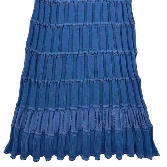 Missoni Blue Fitted Cotton Blend Knit V-Neck Mini Dress with Matching Liner - Picture 4 of 16